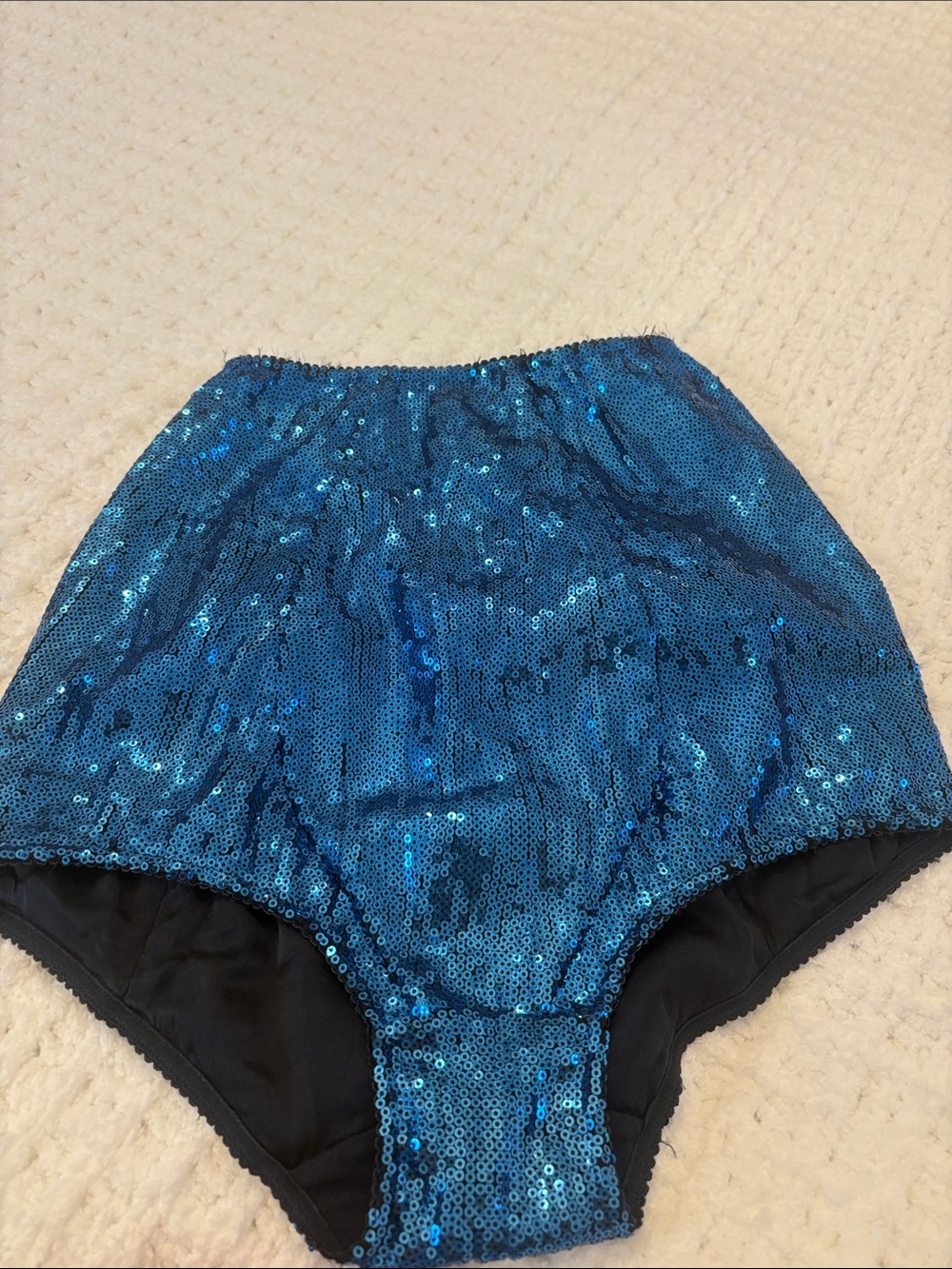 Dolce & Gabbana Blue Sequin High-Waist Shorts